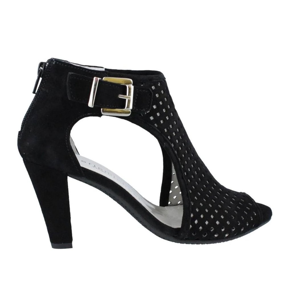 NEW Eric Michael Women Crystal Black Suede High Chunky Heel Sandal Dress Shootie
